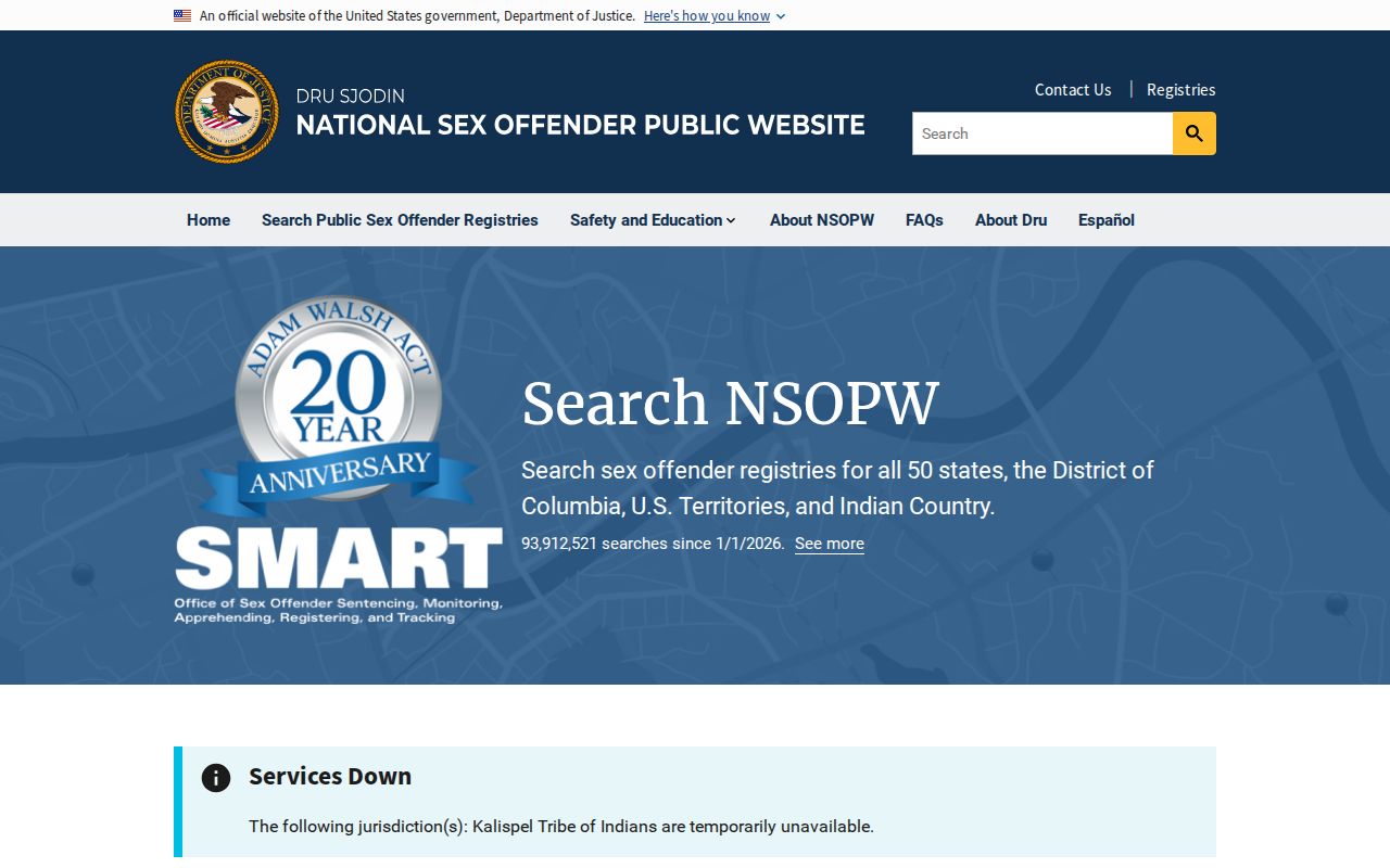 National registry search supporting a Bell County sex offender search